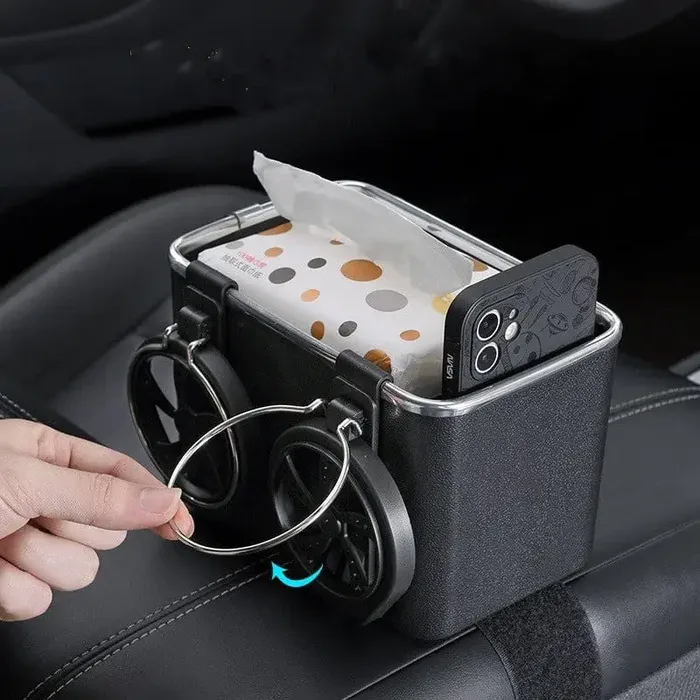 Car Armrest Storage Box with Cup Holder